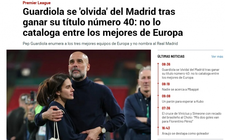 瓜帅言论遭媒体集体误读 原意为感慨与拜仁巴萨同为欧洲顶尖