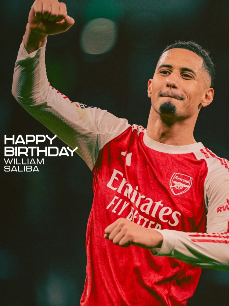 萨利巴25岁生日 阿森纳官方社媒送祝福