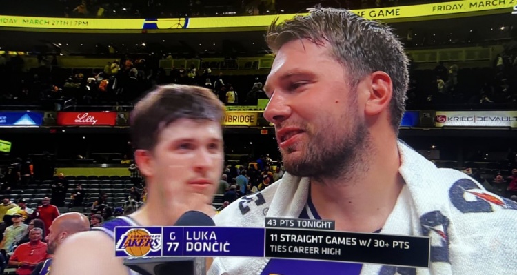 东契奇43分回应质疑 湖人客场擒步行者止颓势