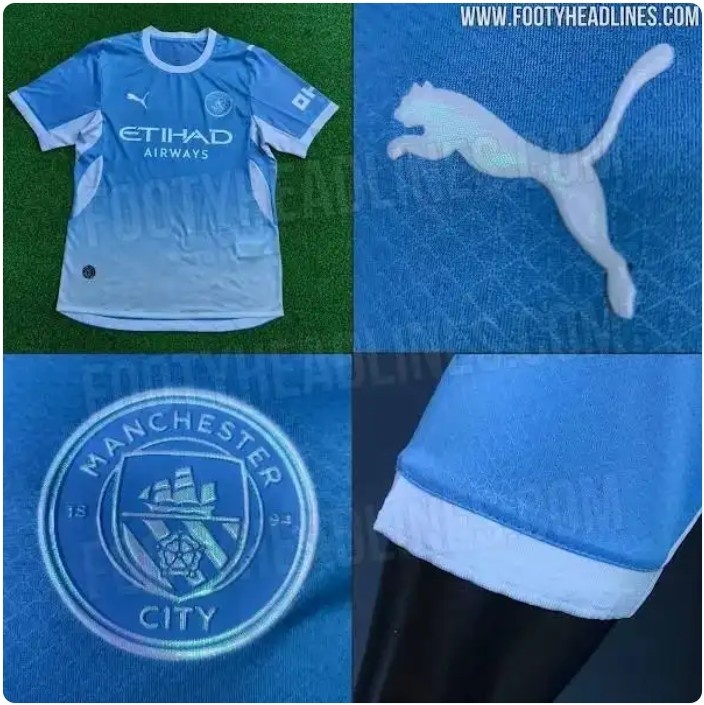 曼城2026-27主场球衣谍照曝光 天蓝至白渐变设计