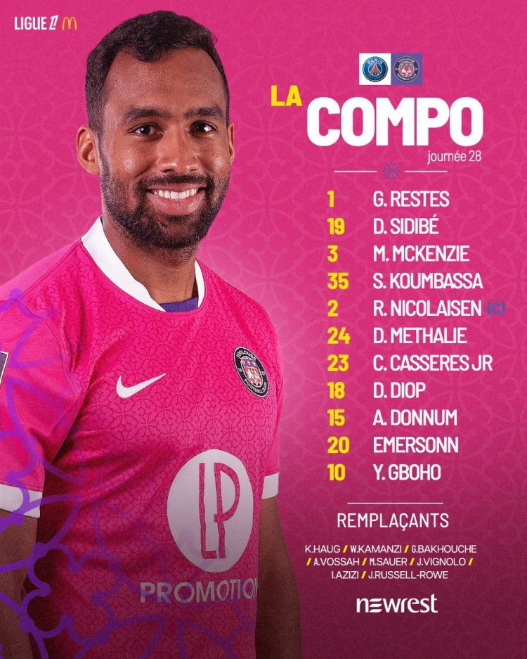 巴黎战图卢兹首发：登贝莱K77杜埃组锋线 维蒂尼亚替补