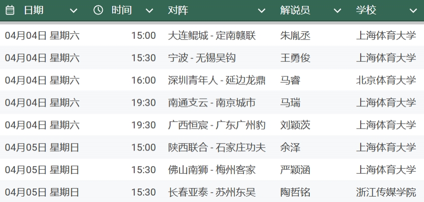 中甲第三轮直播日程公布 升班马领跑降班马垫底