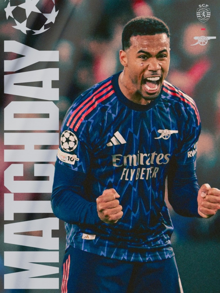 枪手欧冠客战葡体 赛前海报加布里埃尔单人怒吼