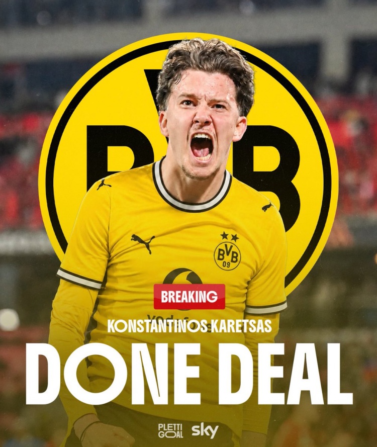 多特3200万欧锁定亨克18岁中场卡雷察斯，签约至2031年