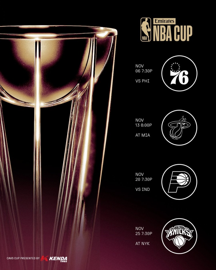 骑士NBA杯B组赛程公布:首战76人 四队上赛季均进季后赛 骑士NBA杯B组赛程公布:首战76人 四队上赛季均进季后赛