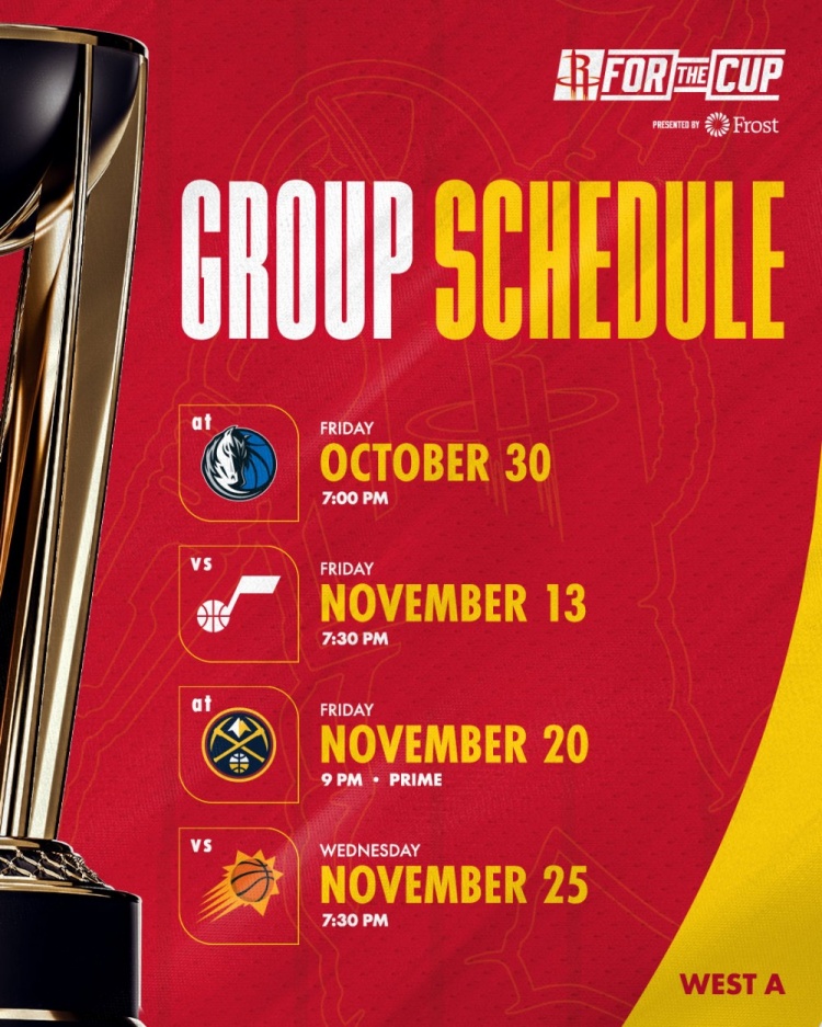 NBA杯赛程公布 火箭首战独行侠末轮战太阳 NBA杯赛程公布 火箭首战独行侠末轮战太阳