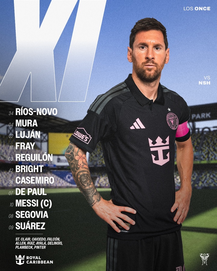 迈阿密客战纳什维尔 梅西回归先发 卡塞米罗 德保罗出战